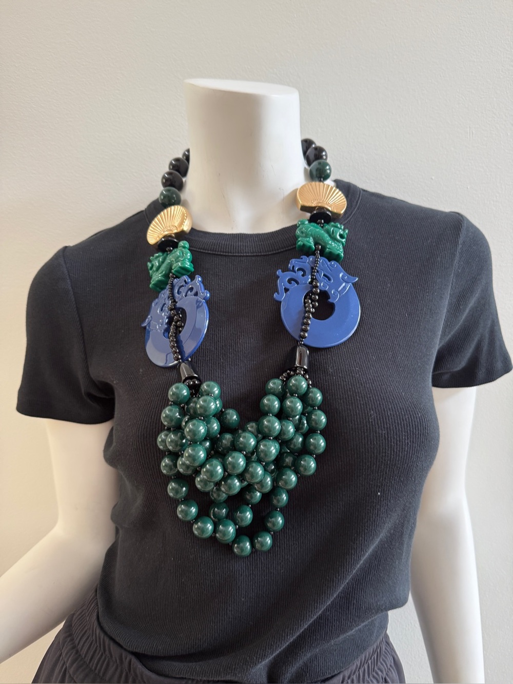 ANGELA CAPUTI Multicolor Beaded Dragon Resin Long Necklace